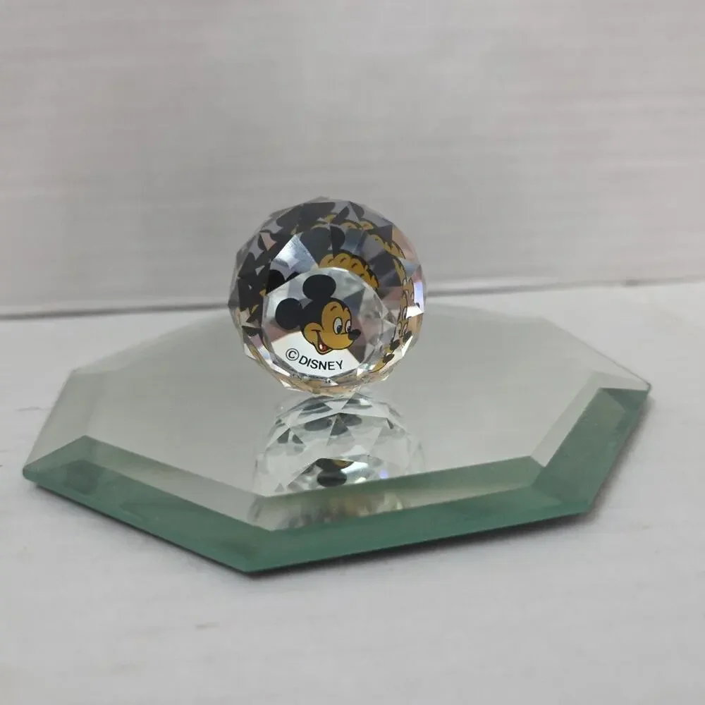 VINTAGE Swarovski Disney Faceted Crystal Ball Mickey Mouse Austria W Mirror - Picture 3 of 6